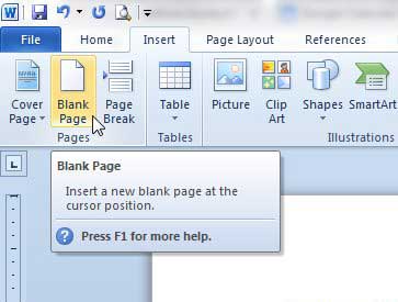 insert blank page in word for mac